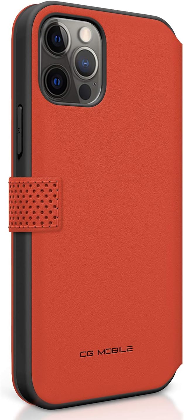 Ferrari FESPEFLBKP12LRE Book On Track Perforated Hülle für iPhone 12 Pro Max 6,7" rot