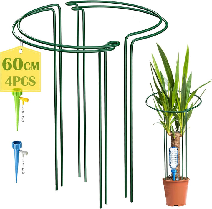 KAZITOO 4 Stück grosse 60cm hohe Bogen Pflanze Stützpfähle, 4mm starker Metallgarten unterstützt grü