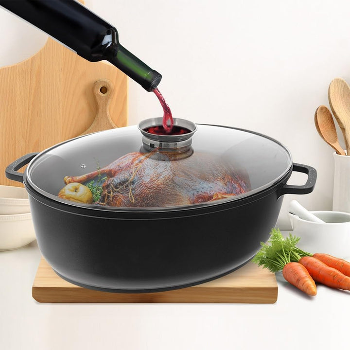 orion group Granit-Bräter mit Deckel, ovaler Schwanenhals, Grande 12 l, 43,5 x 33,5 cm