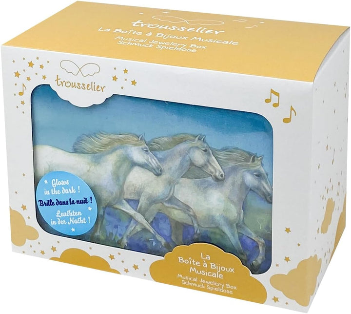 Trousselier 6260621 Schmuckschatulle für Kinder, Pferd Camargue, Spieluhr mit Musik und Tanzender Fi