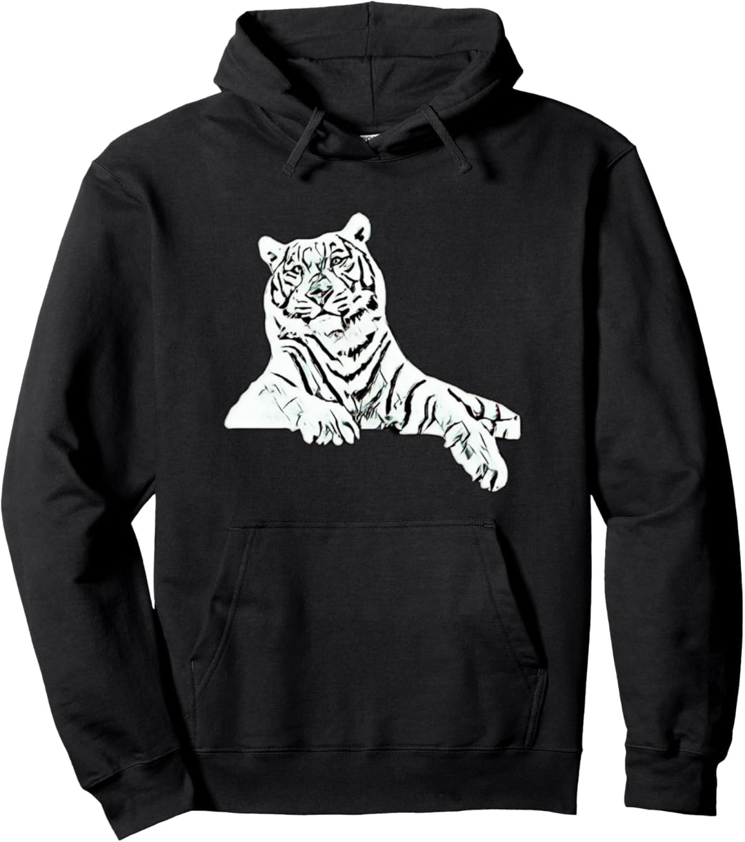 Tiger Motiv Raubkatzen Dschungel Katzen Zähne Krallen Tiger Pullover Hoodie