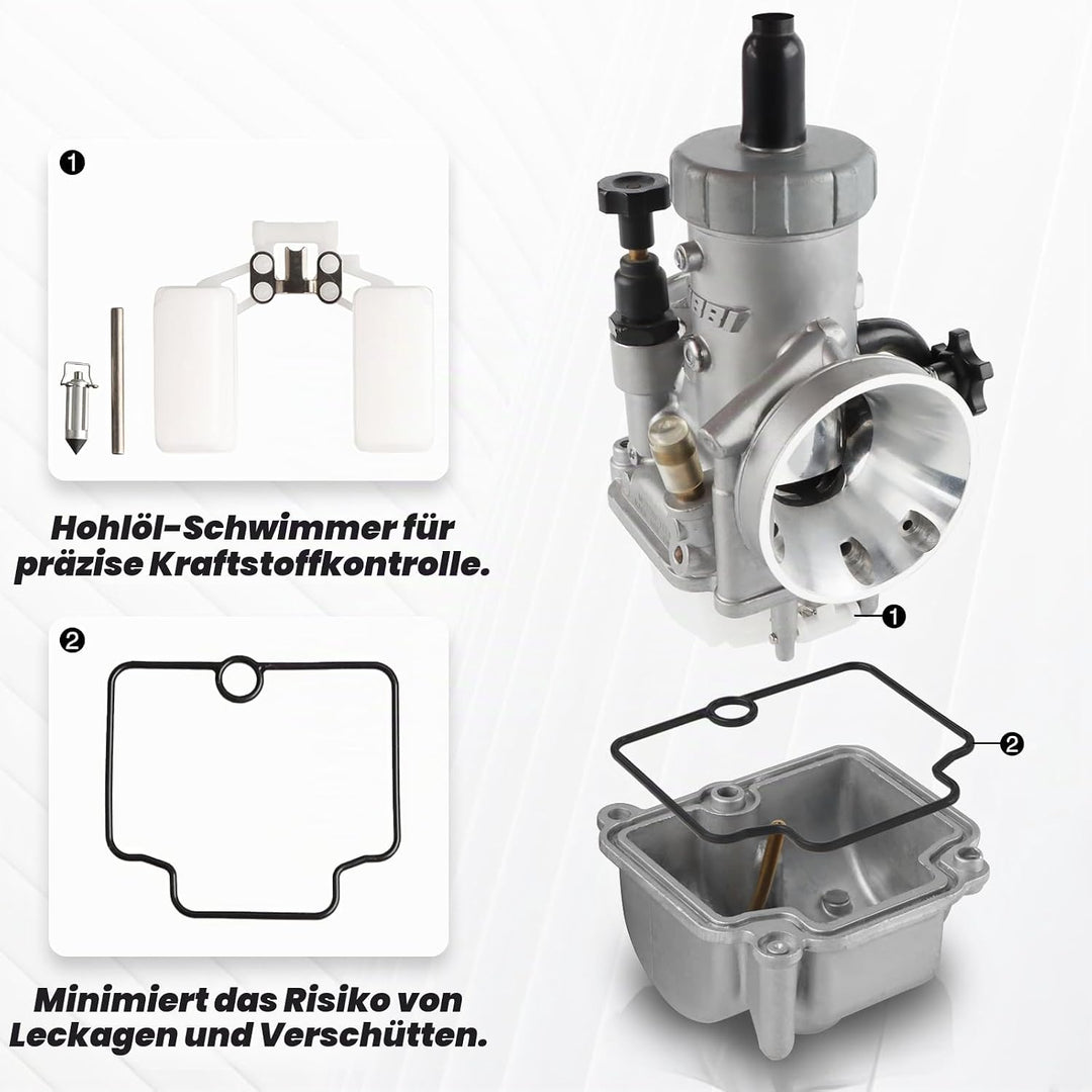NIBBI PE17mm Vergaser für 80cc-100cc Flansch Motorrad Motor Vergaser mit Carb Jets PE-Flansch-17mm,