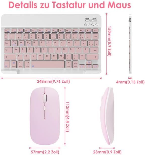 SOPPY Bluetooth Tastatur & Maus Tragbare Tastatur Maus wiederaufladbare Mini-Tastatur, kabellose Tas