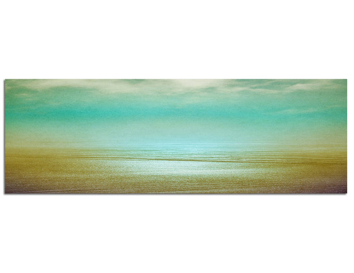 Paul Sinus Art Panoramabild auf Leinwand und Keilrahmen 120x40cm Strand Meer Wolken Dunst Vintage