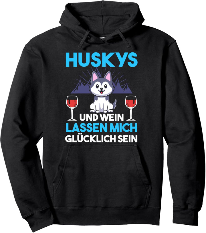 Husky und Wein Pullover Hoodie