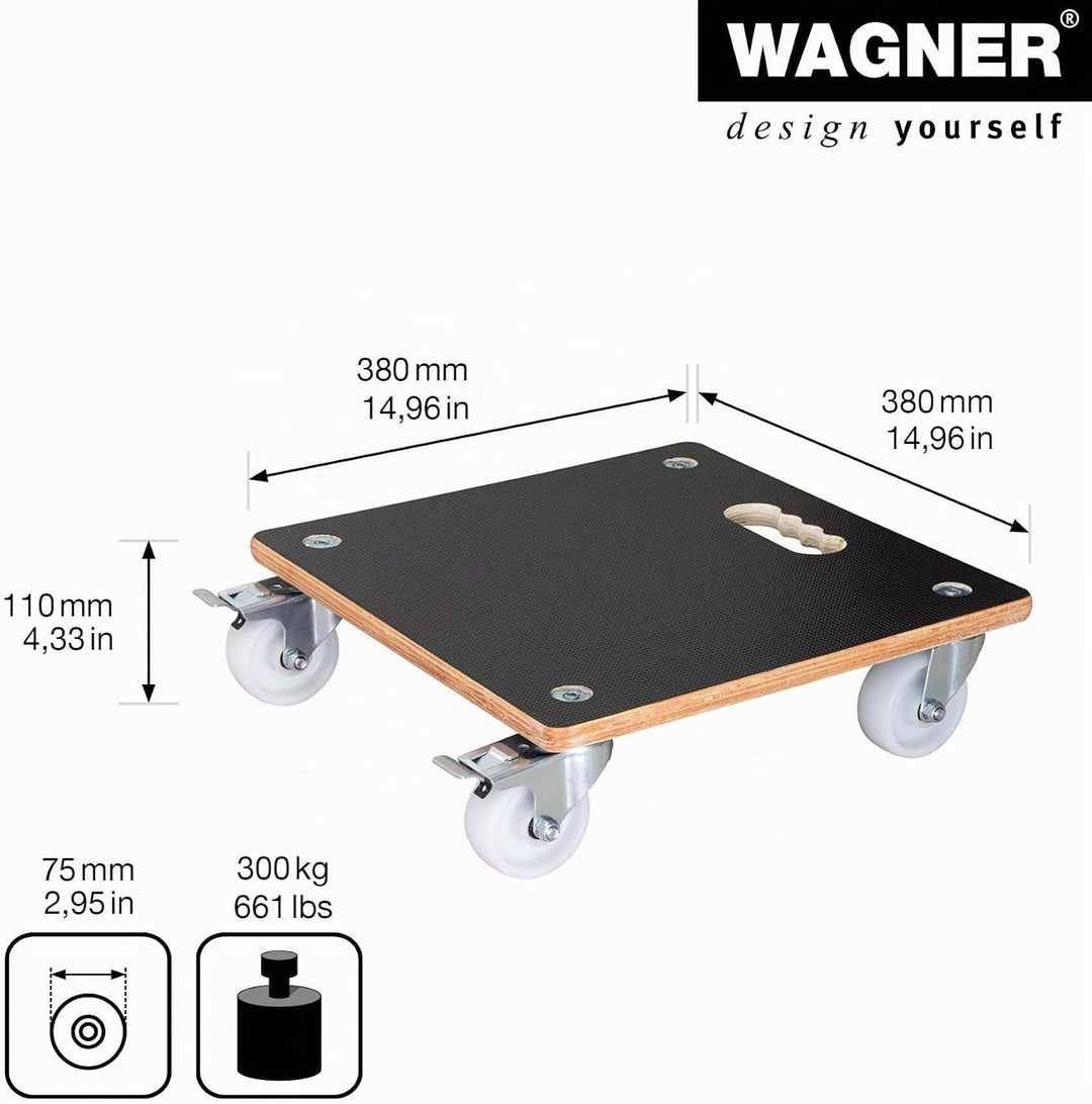 Wagner Pflanzenroller Maxigrip 38 x 38 x 11 cm I Kübelroller f. Aussenbereich + Innenbereich I Trans
