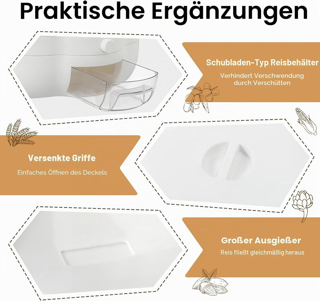 Drehbarer Getreidespender mit 6 Fächern - Müslispender - rotierender Reisspender - Organizer zur Auf