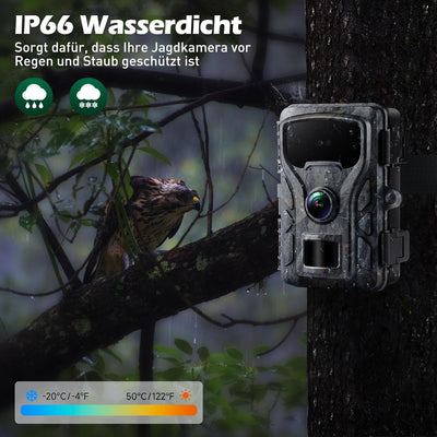 VOOPEAK Wildkamera 4K 48MP mit 32GB SD Karte, Wildkamera mit Bewegungsmelder Nachtsicht Aktiviert 12
