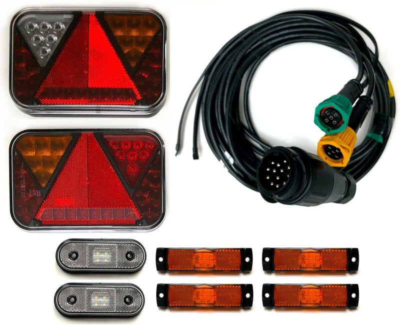 MelTruck® Anhängerbeleuchtung LED Rückleuchten und Umrissleuchten 13 polig Kabel 5m Set