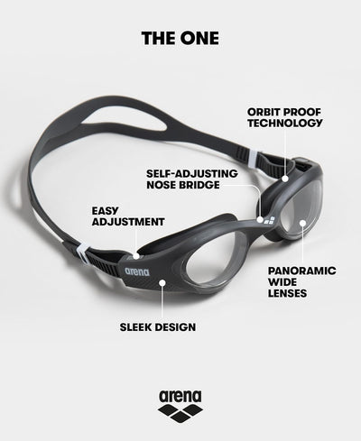 Arena The One Anti-Fog Schwimmbrille Unisex für Erwachsene, Schwimmbrille mit Breiten Gläsern, UV-Sc