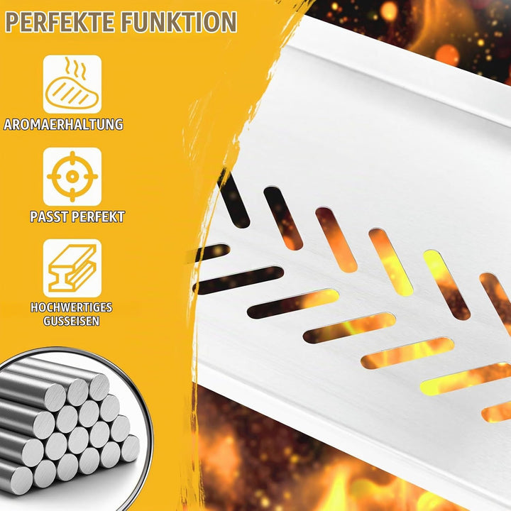 GFTIME Edelstahl Warmhalterost für Enders Monroe Pro 4, Edelstahl Ersatzteil, 74,4 x 15 cm, obere Gr