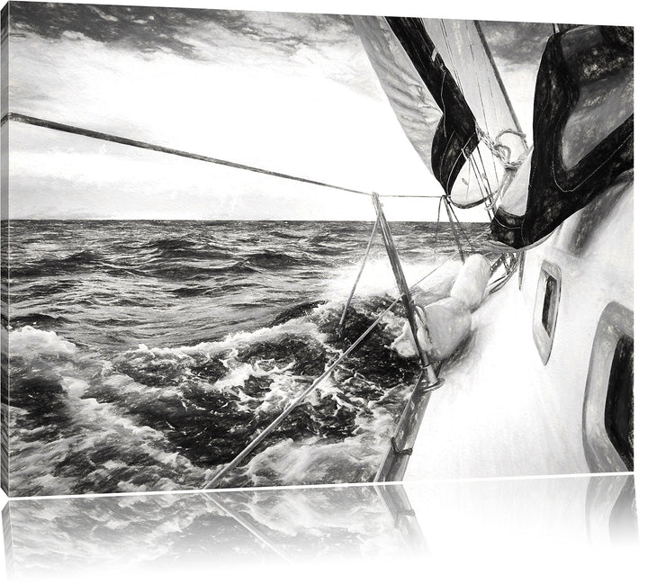 Pixxprint Die weissen Segel der Yacht Kunst als Leinwandbild/Grösse: 100x70 cm/Wandbild/Kunstdruck/f