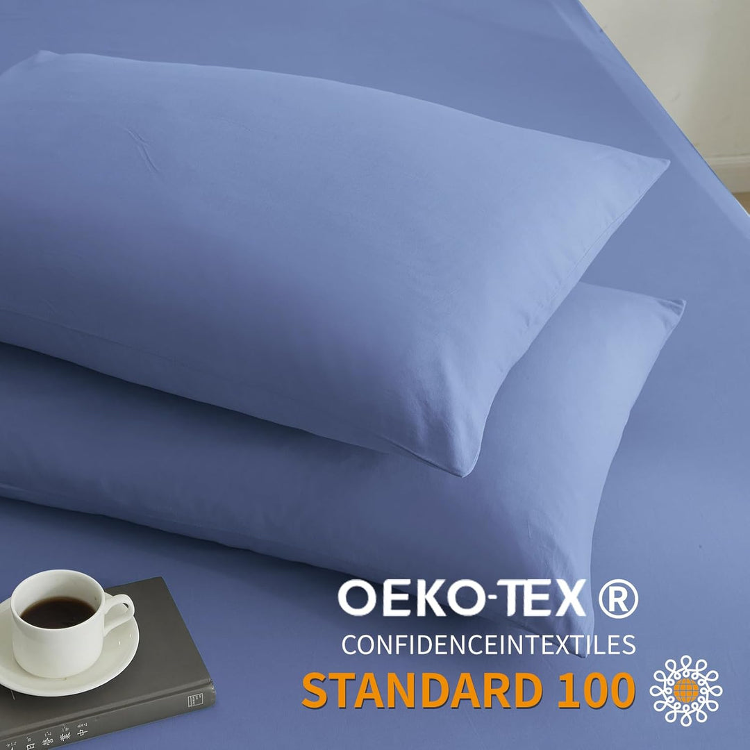 Luowei Bettwäsche 155x220 3 Teilig Blau Einfarbig Uni weich und leicht 110g/m² Renforcé Mikrofaser 1