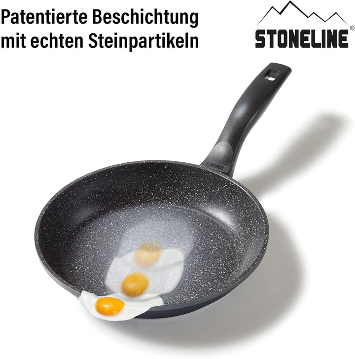 STONELINE Bratpfanne 24 cm, induktionsgeeignet, Aluguss, Antihaftbeschichtung mit echten Steinpartik