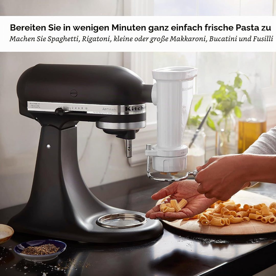 KitchenAid KSMPEXTA Nudelpresse-Aufsatz, Edelstahl, Weiss/opulenter Garten, Nudelpresse-Aufsatz