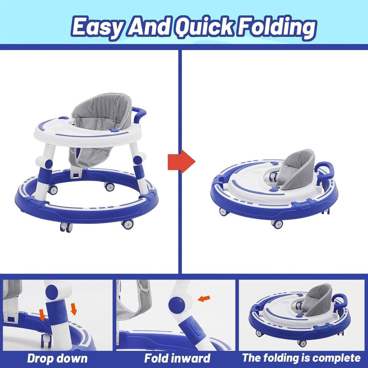 Lauflernhilfe Baby Walker 5 in1,mit Spielset & Bodenmatte Abnehmbares Tablett und Spielzeug,Faltbare