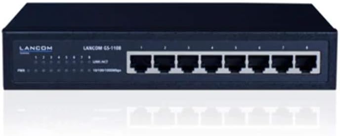 LANCOM GS-1108, Unmanaged Gigabit Ethernet Switch, 8 Ports (10/100/1000 MBit/s), geräuschlos durch l