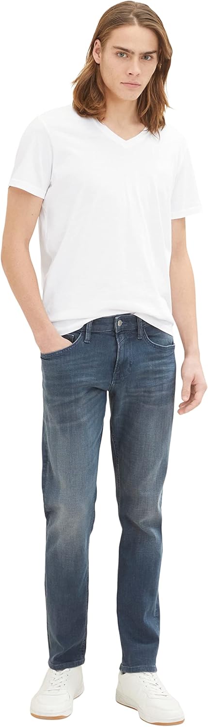 TOM TAILOR Denim Herren Pier Slim Fit Jeans 28W / 32L 10163 - Dark Stone Blue Grey Denim, 28W / 32L