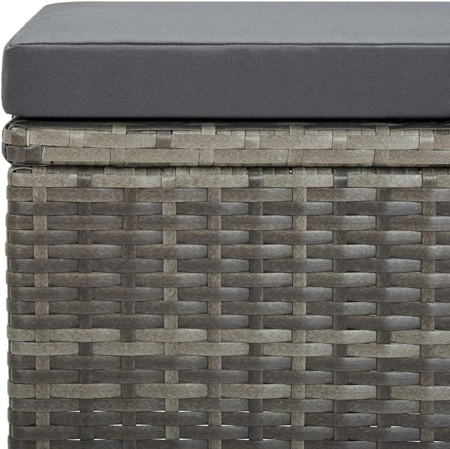 homiuse 40,5x40,5x35 cm Gartenhocker 4 STK. mit Sitzkissen Poly Rattan Grau Fussbank Rattan Hocker O