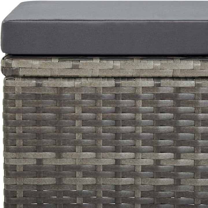 homiuse 40,5x40,5x35 cm Gartenhocker 4 STK. mit Sitzkissen Poly Rattan Grau Fussbank Rattan Hocker O