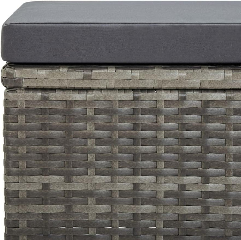 homiuse 40,5x40,5x35 cm Gartenhocker 4 STK. mit Sitzkissen Poly Rattan Grau Fussbank Rattan Hocker O
