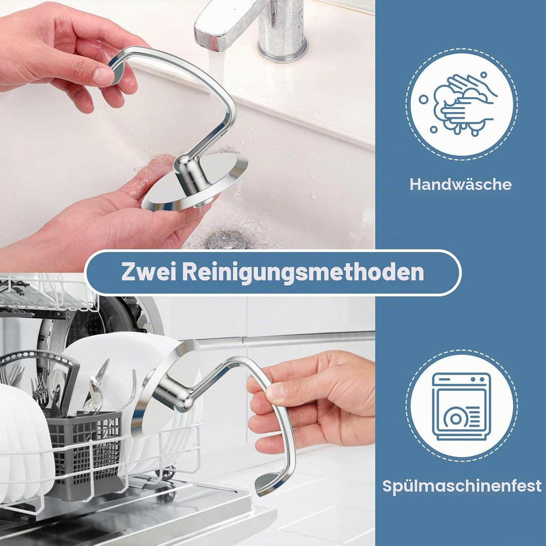 COFUN Edelstah Knethaken für KitchenAid Zubehör, passend für KitchenAid 4,5–5 Quart Kippkopf-Standmi