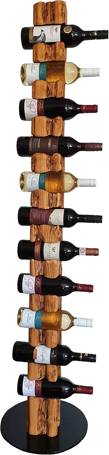 Wood & Wishes – Rustikaler Weinständer, Weinregal, Weinhalter aus massivem Holz; gefertigt in Handar