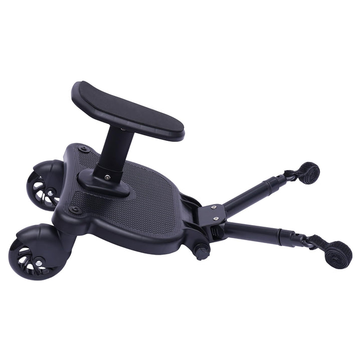 Buggy Board Universal Kinderwagen Skateboard – Mitfahrbrett mit Abnehmbarem Sitz 25kg, Faltbares Tri