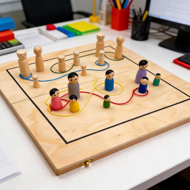 Systembrett Aufstellung Set, Familienbrett Beziehungsbrett aus Holz für Coaching Familienaufstellung