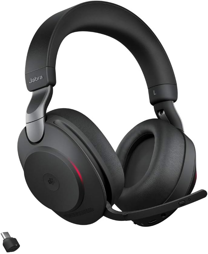 Jabra Evolve2 85 Wireless PC Headset – Noise Cancelling Microsoft Teams Certified Stereo Headphones