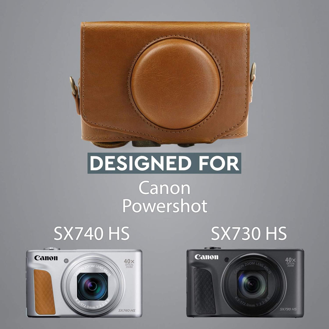 MegaGear MG1175 Canon PowerShot SX740 HS, SX730 HS Ever Ready Leder Kameratasche - Hellbraun, Hellbr