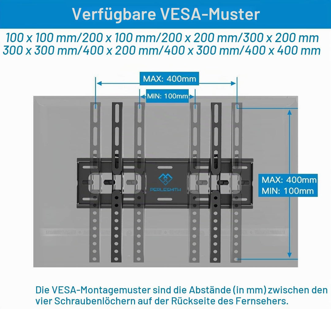 TV Wandhalterung Neigbare Halterung für 26-65 Zoll Flach&Curved Fernseher oder Monitor bis zu 60kg,