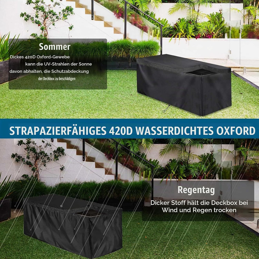 Abdeckung für Aufbewahrungsboxen, gartenbox Abdeckung, Kissenbox Abdeckung Auflagenbox Schutzhülle,