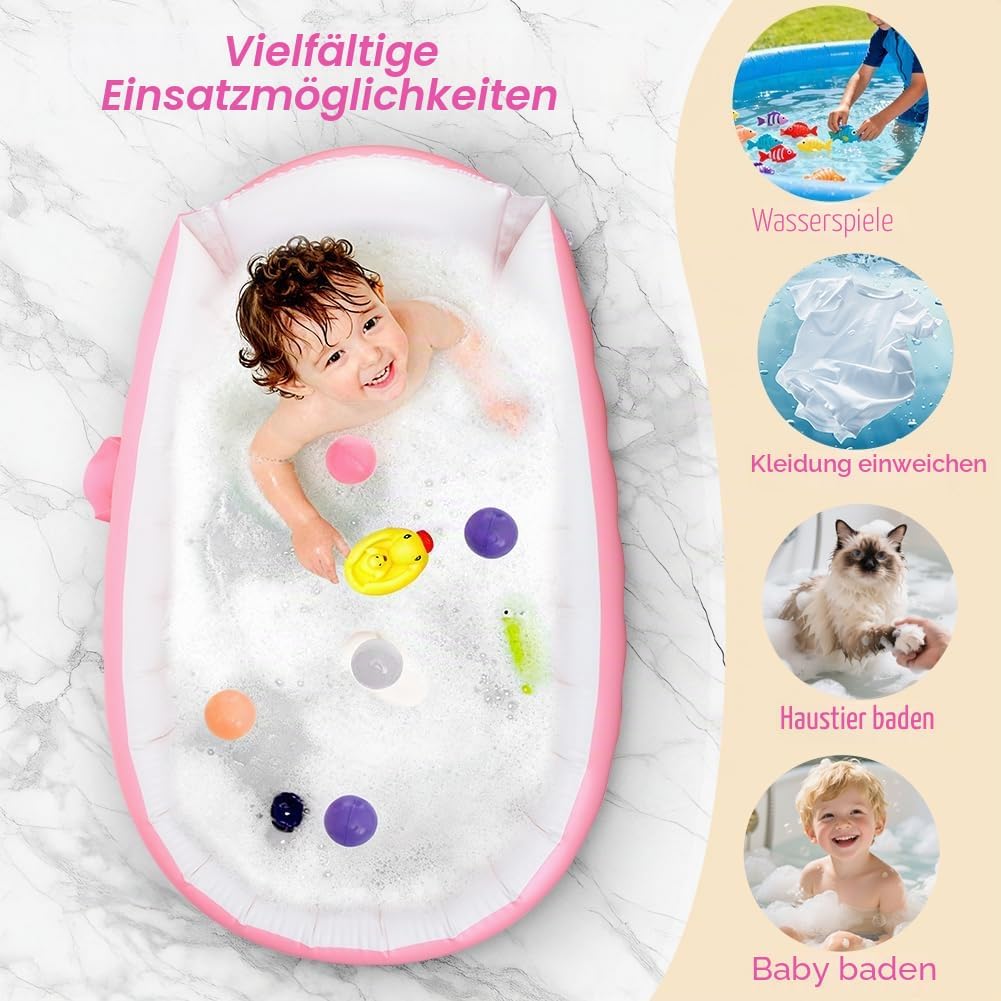 Aufblasbare Badewanne für Kinder Tragbare Säuglings Badewanne Baby mit Luftpumpe Reise Tragbare Reis