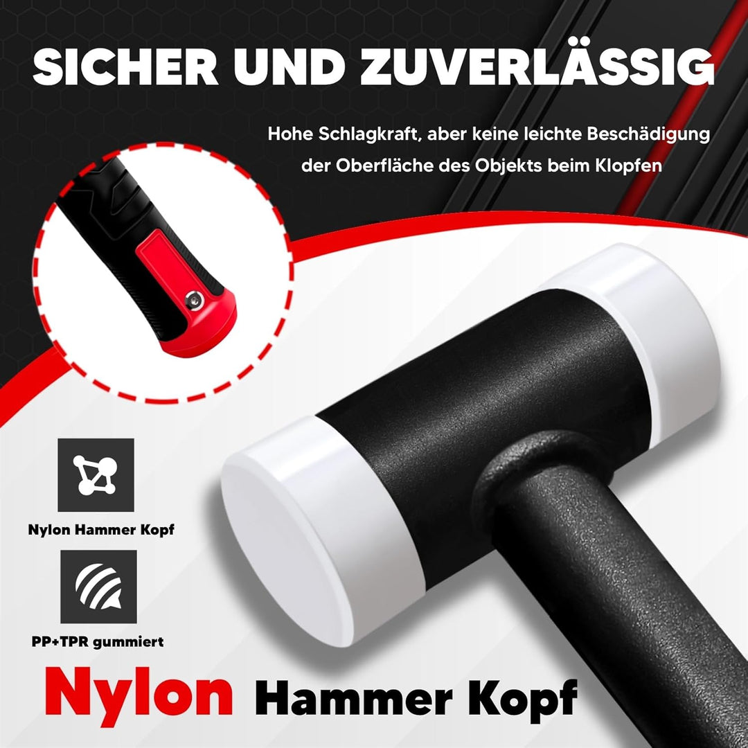 C&T Rückschlagfreier Schonhammer, Schutz Hammer, Ø50mm, Stahlrohrstiel, Austauschbare Polyamid-Köpfe
