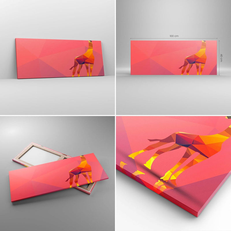 Panorama Bilder auf Leinwand 100x40cm Leinwandbild Giraffe modern Grafik Gross Wanddeko Bild Schlafz