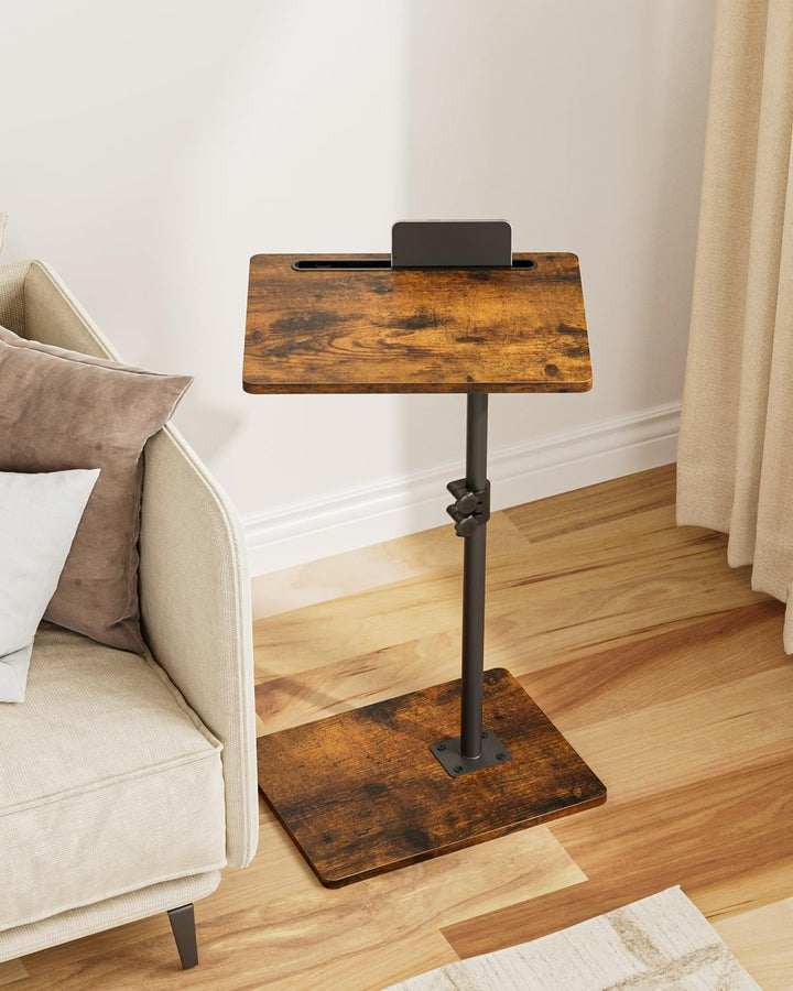 HEYZOEY Beistelltisch, C-Form Höhenverstellbar Sofatisch, 360°Rotierend Couchtisch Klein,40x30x(45-8