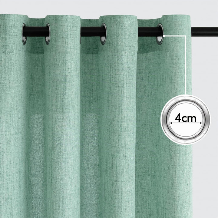 MIULEE Leinen Vorhänge mit Leinen Ringe Effekt Wohnzimmer Modern Semi-transparent Voile Vorhang Natu