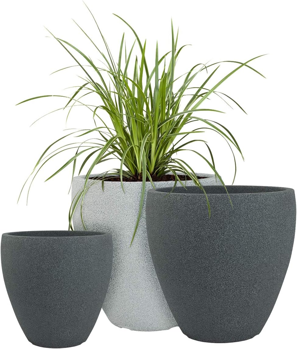 Pflanzwerk® Pflanzkübel Kunststoff Cup Grau Ø56cm Blumentopf *Frostbeständige Blumenkübel* *100% ÖKO