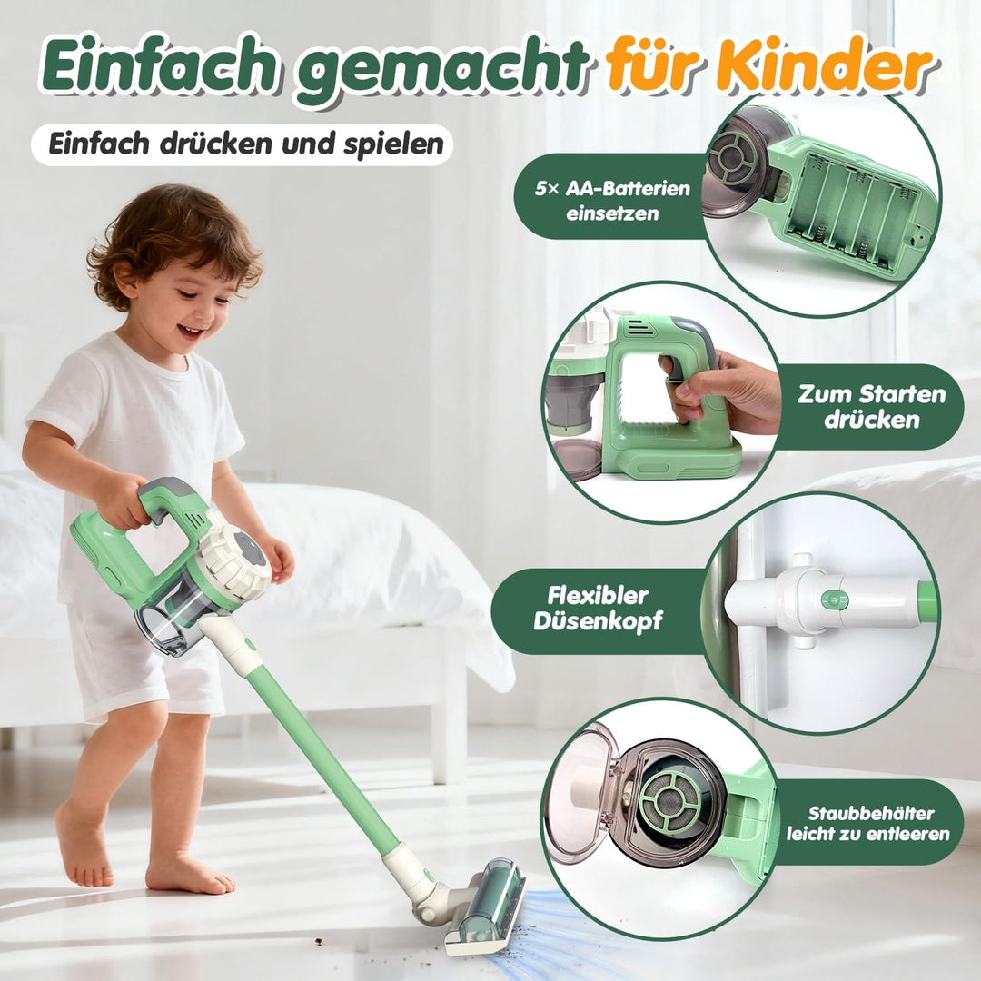 VARANO Spielzeug-Staubsauger für Kinder, Kinderstaubsauger mit echter Funktion, Staubsauger-Spielzeu
