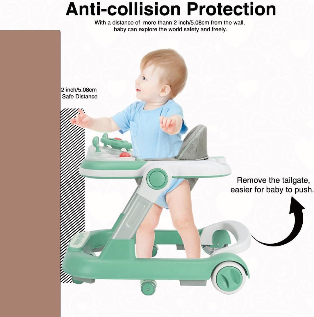 Lauflernhilfe 2-in-1: Schiebewagen für Kleinkinder mit Abnehmbarem Esstablett und Musik-Spielbrett (