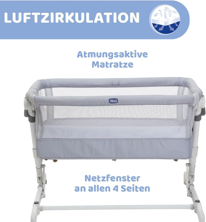 Chicco, Next2Me Pop Up Beistellbett, Höhenverstellbar, Neigbar, Kompatibel mit verschiedenen Betten,