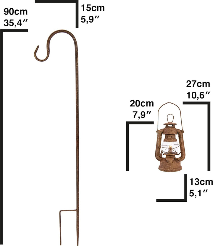 Blümelhuber LED rostige Gartenleuchte zum Stellen oder Hängen - Windlicht Glas Laterne mit Stab - Ro