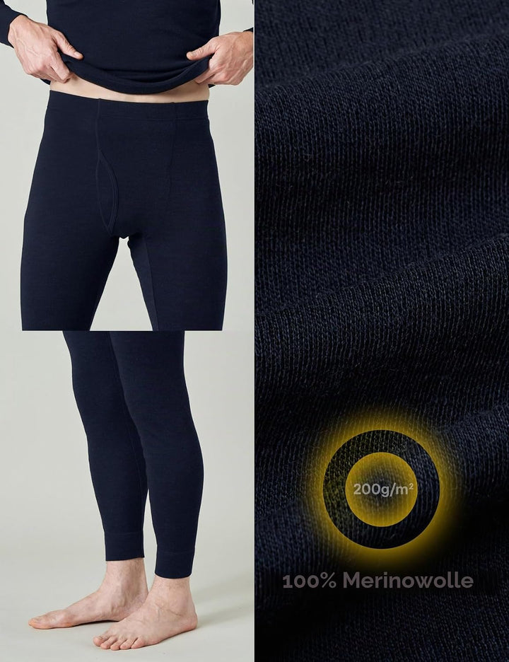 LAPASA Herren 100% Merinowolle Thermounterhosen, Premium Merino Wolle Unterhosen Thermounterwäsche (