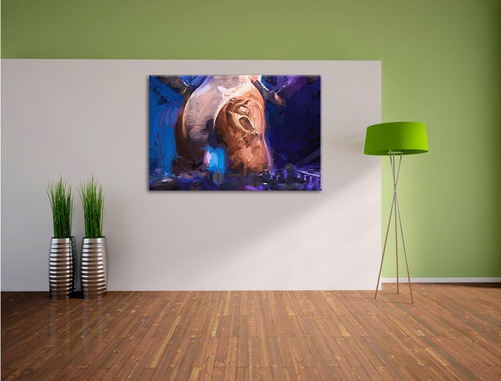 Pixxprint Sexy Frau am Plattenpult Pinsel Effekt, Format: 100x70 auf Leinwand, riesige Bilder fertig