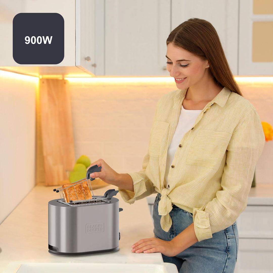 BLACK+DECKER - Toaster BXTOA901E 900W | 2 Schlitze | Automatische Zentrierung | 7 Bräunungsstufen |