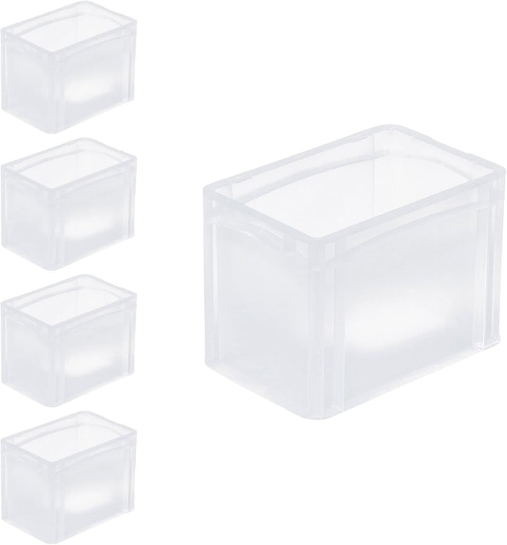 PROREGAL SuperSparSet 5x Transparenter Eurobehälter BasicLine mit geschlossenem Griff | HxBxT 22x20x