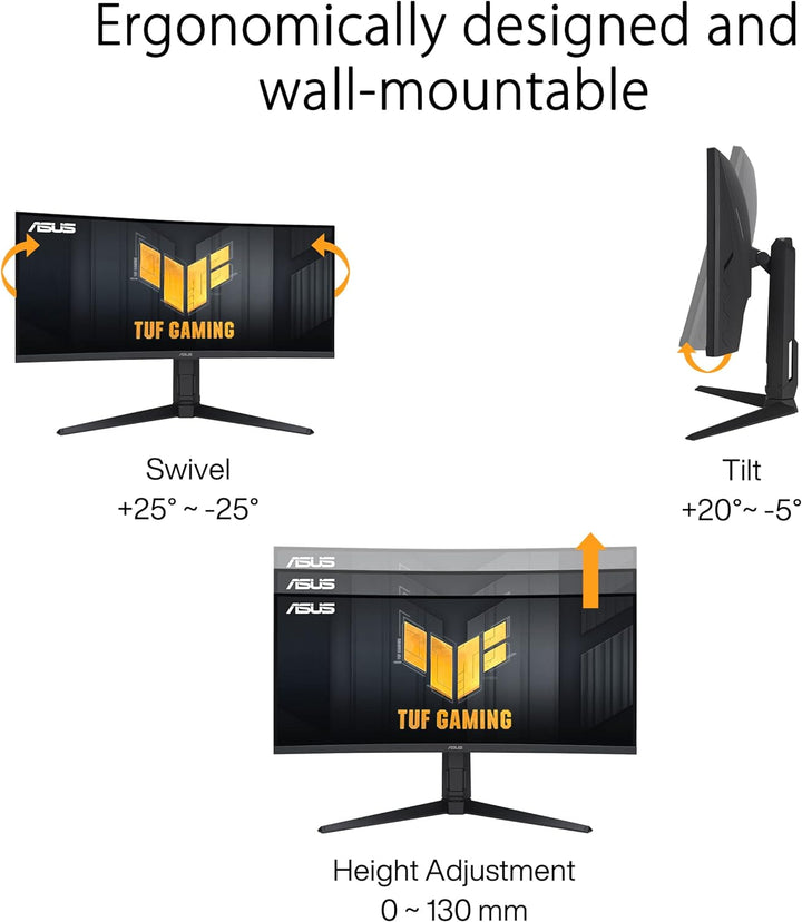 ASUS TUF Gaming VG34VQEL1A | 34 Zoll UWQHD Curved Monitor | 100 Hz, 1ms MPRT, FreeSync, HDR 10 | VA