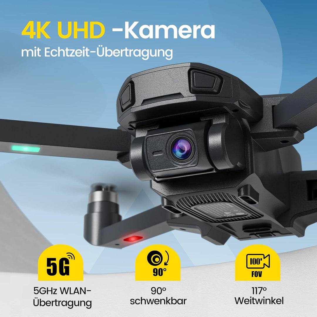DEERC GPS Drohne mit 4K Kamera, 4,5" FPV Bildschirm, 5GHz HD Übertragung, Bürstenloser Motor, 40 Min