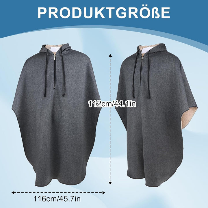 Perfeclan Hot Rollstuhl Ponchos mit Kapuze ärmellose Mäntel für Erwachsene Meliert Grau Männlichen,